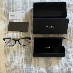 Prada Brown Tortoiseshell Optical Glasses with Black Case